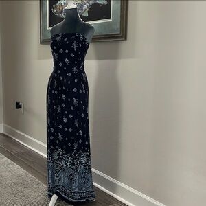 Midnight Blue Strapless Maxi Dress